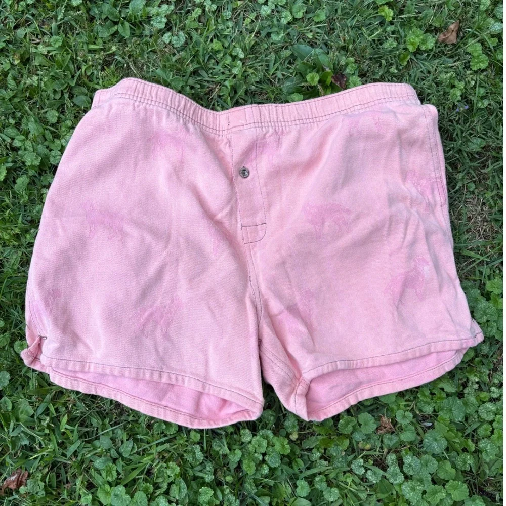 FlyShacker Clothing Co Men's Pink Cotton Boxer Shorts Dog Print Loungewear Sz Lg